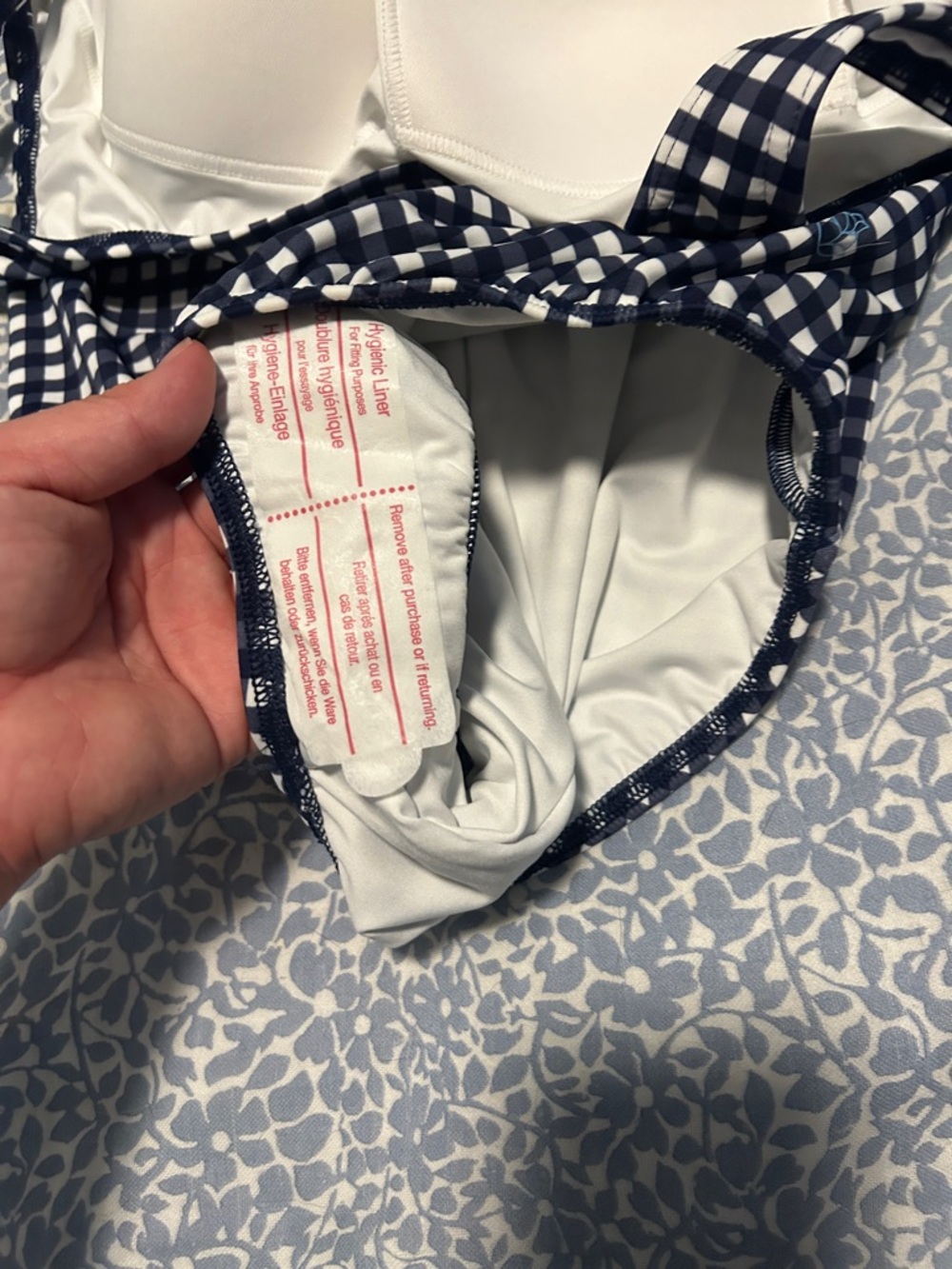 Draper James X Lands End Deep Sea Navy White Mini Gingham Swimsuit NWT - Picture 5 of 6